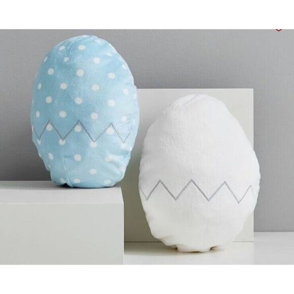 Pottery Barn Easter Egg Plush Kids Flip Bunny Plush Blue White Polka Dots NWT - Picture 11 of 11